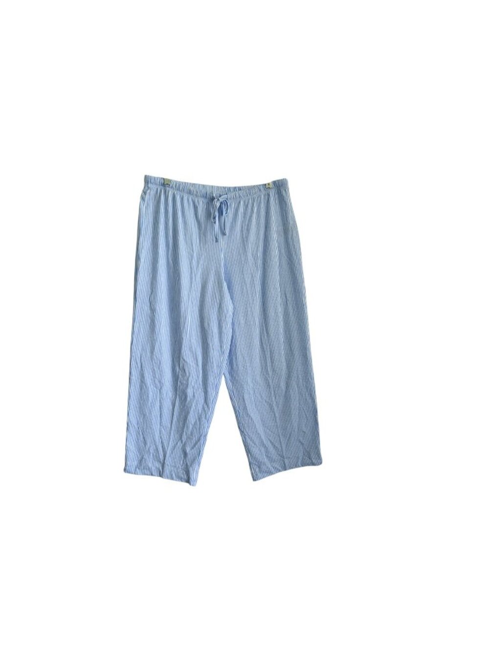 NWT Lauren Ralph Lauren Knit Capri Pajama Pants Sz M French Blue Stripe Soft